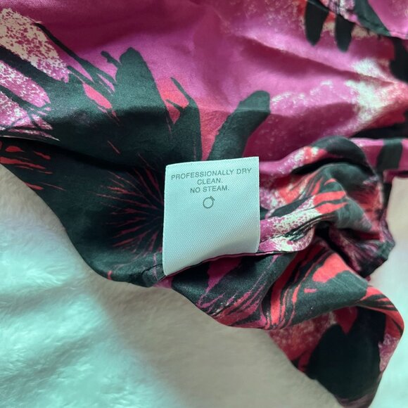 Classiques Entier Womens Floral Print Cap Sleeve Silk Blouse Top XL Pink Black - Picture 9 of 10